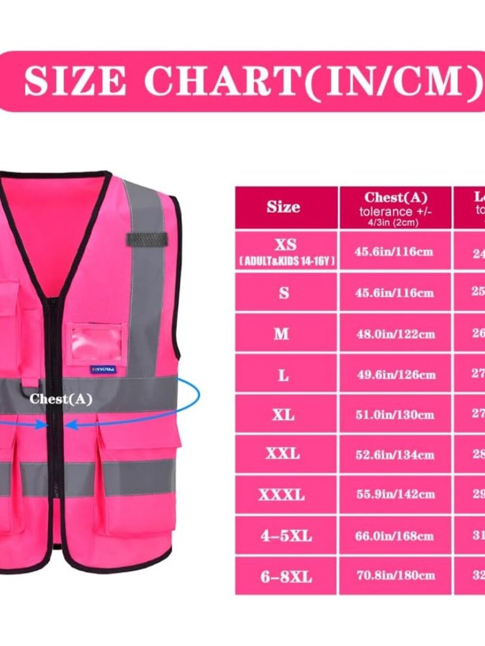 Pink Safety Vests for Women,Working Safety Vest with Reflective Strips,Medium - Picture 3 of 8